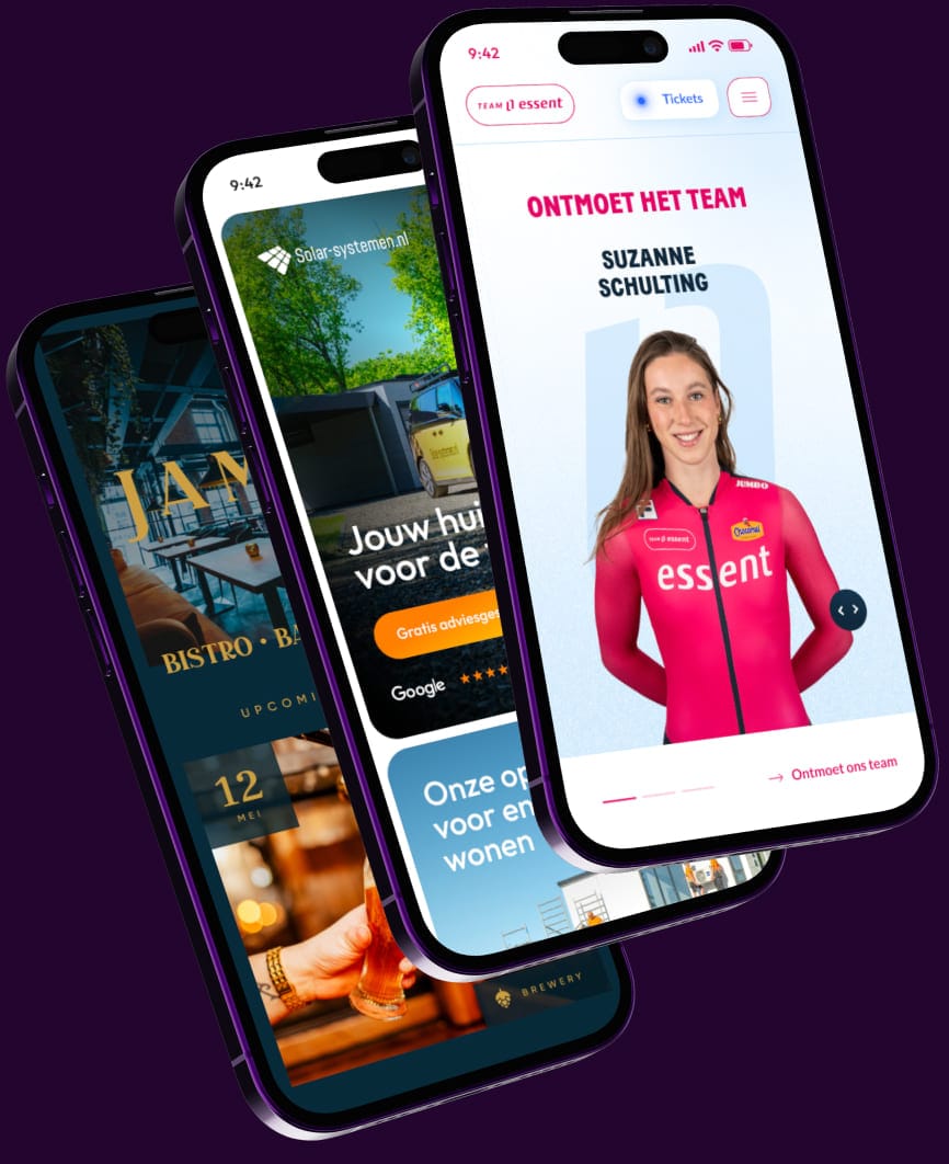 Mock-up met meerdere mobiele websites voor het laten maken van een website